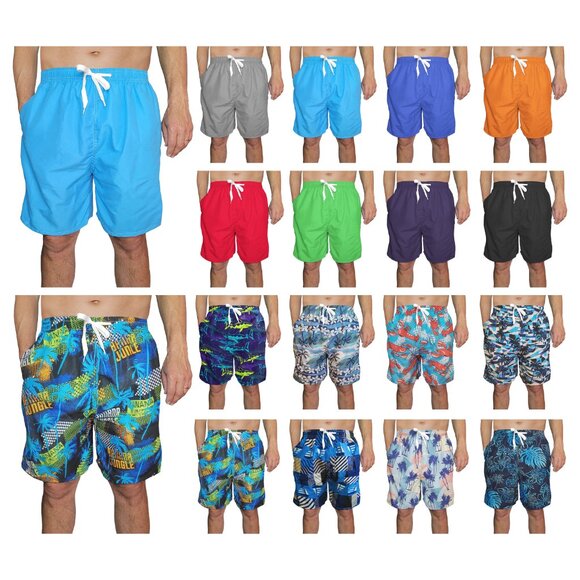 Men's Printed Swim Shorts with Pockets  Beachwear Bathing Suits Board Trunks - Picture 5 of 16